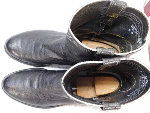 Justin Mens Black Leather/Ostrich with Embroidery Western Cowboy Boots Size 9D - Picture 7 of 8