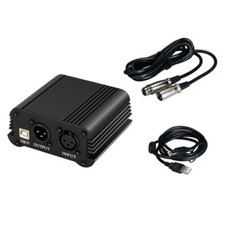 48V Phantom Power Supply with USB Cable XLR 3 Pin Mic Audio Cable for Condenser
