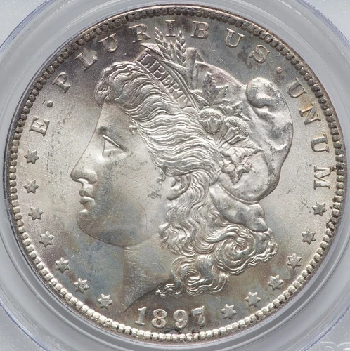 Morgan Silver Dollar 1897-S PCGS MS64. PQ Item. Extra neat. Amazing eye appeal