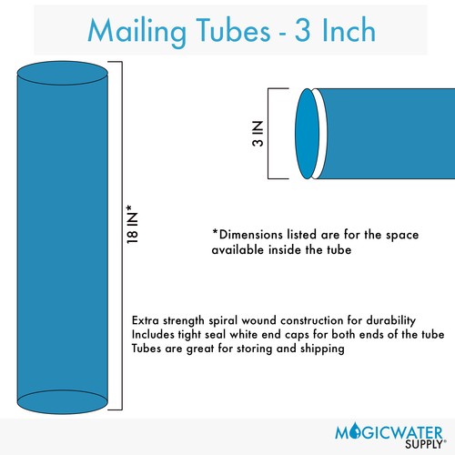 Mailing Tubes with Caps, 3 inch x 18 inch (2 Pack) | MagicWater Supply - Picture 2 of 8