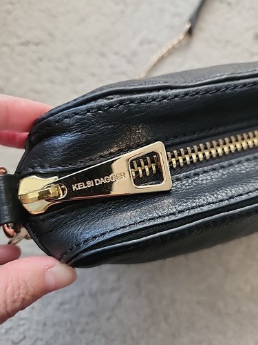 KELSI DAGGER Purse Black Leather Shoulder Crossbody Bag Gold Chain Strap & Studs - Picture 4 of 6