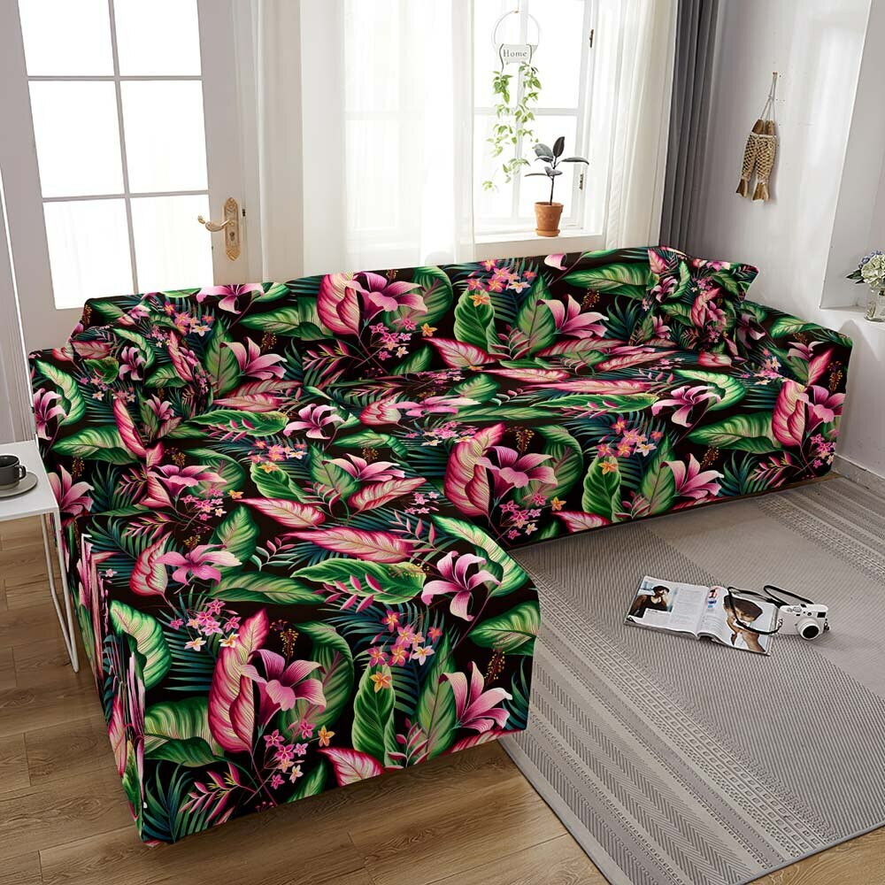 Leaf Printed Slipcover Elastic Sofa Cover Living Room Corner Stretch Couch Cover Zaskakująca wyjątkowa wartość, najnowsza praca