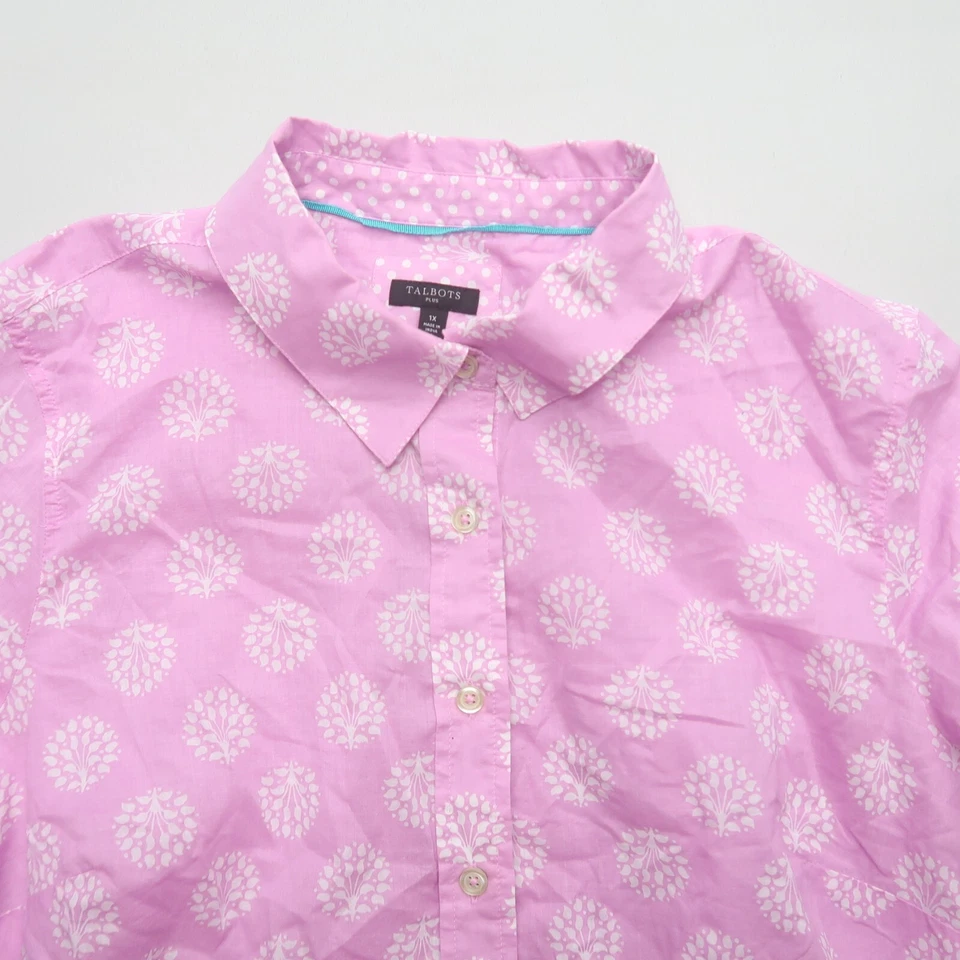 Camisa de pijama Talbots para mujer talla 1X rosa con cuello abotonado 100 % algodón pijamas Foto 3 de 4