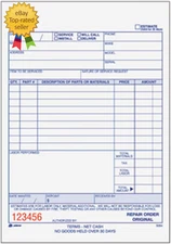 Repair Order Book, 3-Part Carbonless, White/White/White, 5-9/16 X 8-7/16 Inches,