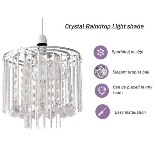 Modern Chandelier Acrylic Crystal Light Shades Droplet Ceiling Pendant Lampshade - Picture 104 of 162