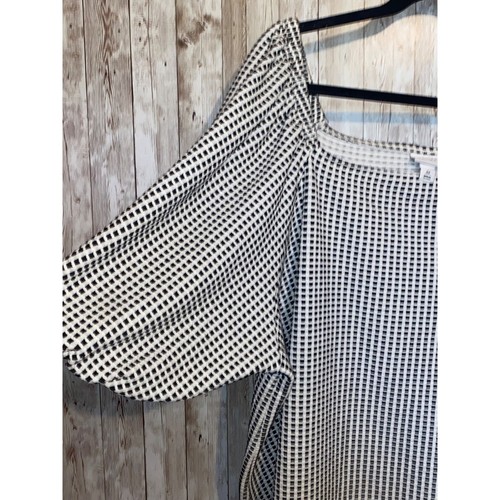 Women's Ava & Viv Puff Sleeve Black & White Square Neck Blouse Shirt Plus 4X - Picture 2 of 8