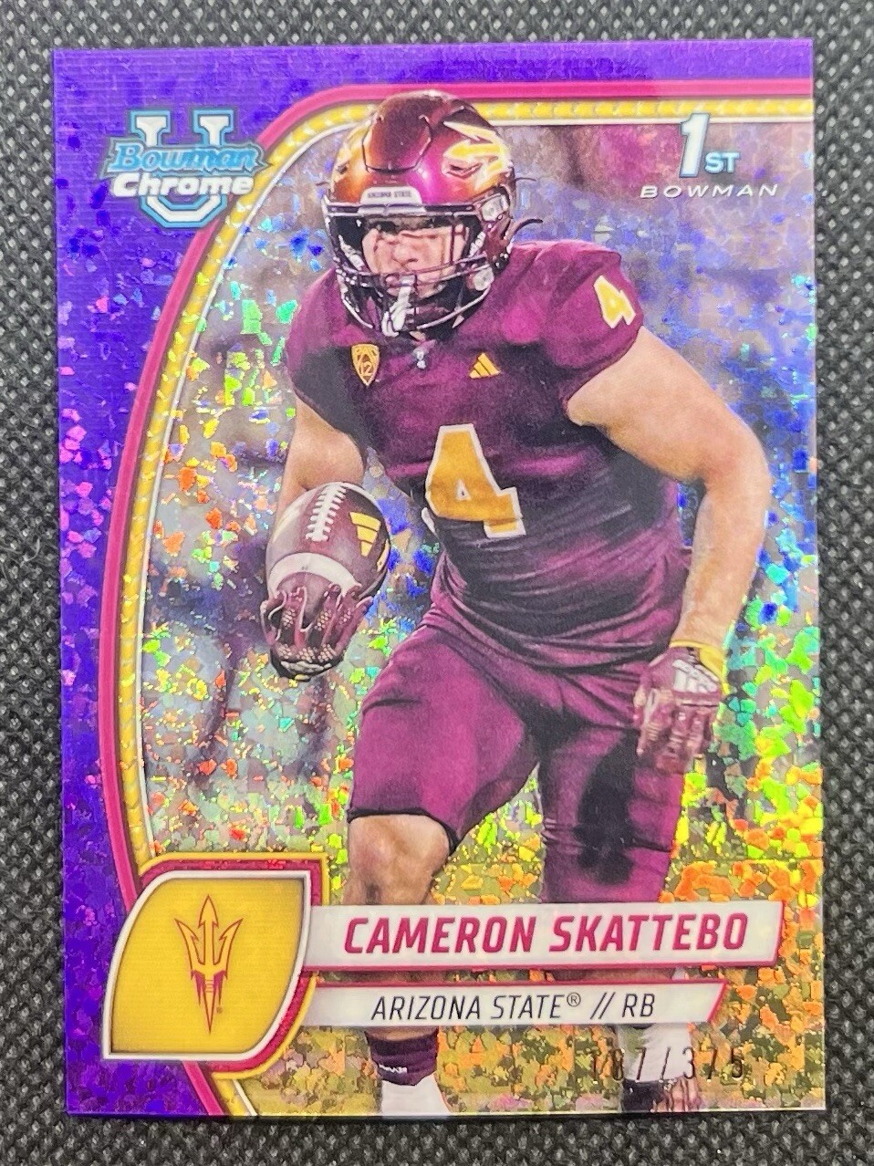 2024 Bowman U Chrome Cameron Skattebo 1st Purple Mini-Diamond Refractor /375 RC