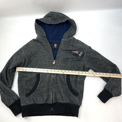 NFL Pro Line New England Patriots Fleece Lined Full Zip Gray Hoodie Youth Size S - Picture 4 of 12