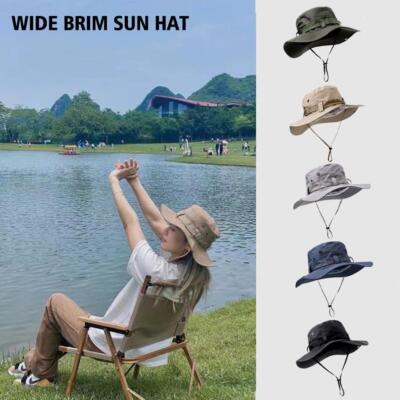 Wide Brim Sun Hat UV Protection Bucket Cap For Hiking Fishing Unisex s Y4S3 P1C5