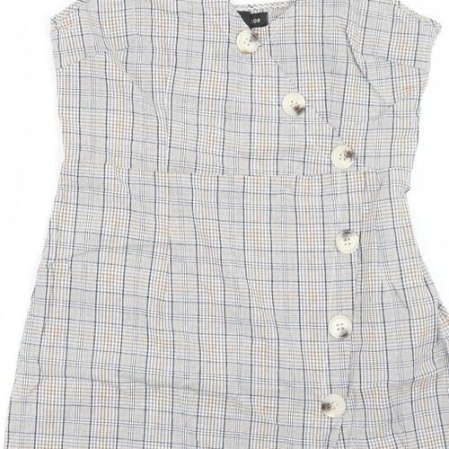 QED London Womens Beige Plaid Cotton Blend Pencil Dress Size 12 V-Neck - Picture 9 of 12