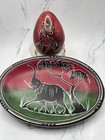 Handmade African Elephant Oval Soapstone Plate & Giraffe Egg