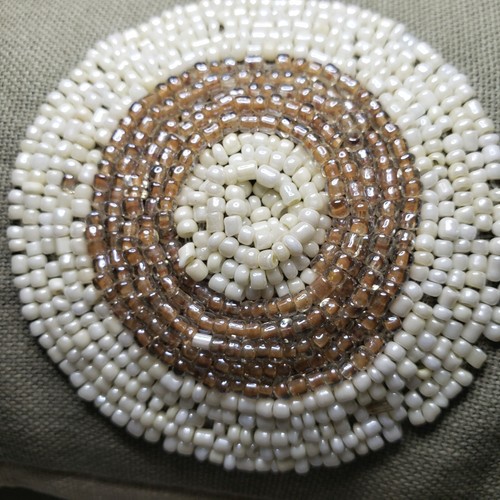 Nicole Miller Home Taupe Khaki Beaded Medallions Pillow Removable Cover Pretty! - Picture 2 of 7