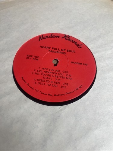 YARDBIRDS HEART FULL OF SOUL JEFF BECK ERIC CLAPTON JIMMY PAGE VINYL LP - Imagen 8 de 9