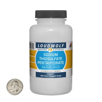 LOUDWOLF INDUSTRIAL & SCIENTIFIC Sodium Thiosulfate Pentahydrate / 8 Oz Bottle / 99% Reagent Grade / Crystals