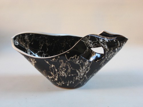 Vintage Modernist Sculptural Ceramic Pottery Vase - Abstract Trailing Decoration - Picture 2 of 24