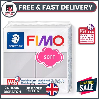 Fimo Soft Polymer Modellier Ofen Backmasse 57g über weißer Farbe Delphingrau