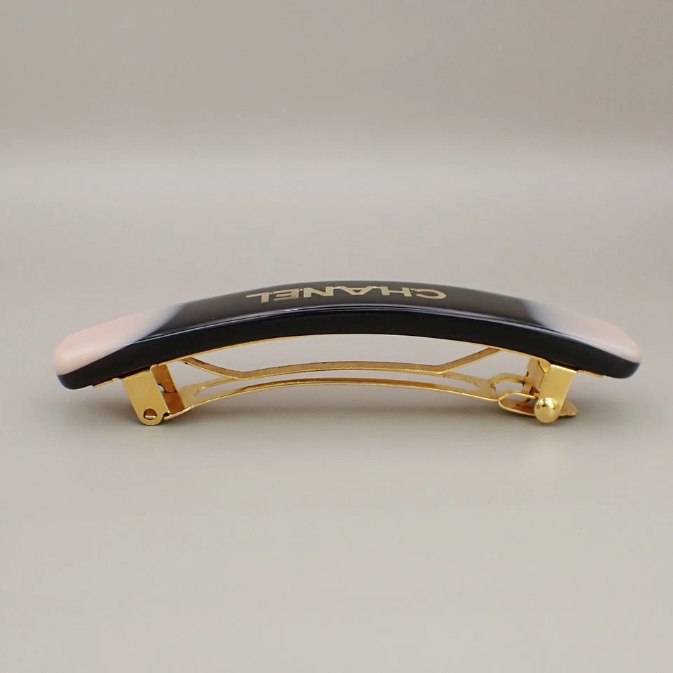 CHANEL Logo Hair Clip Barrette Accessory Black Pink Gold Made in France 33RJ980 - Image 3 of 4