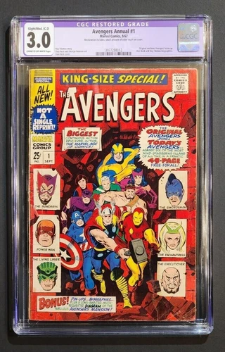 Avengers Annual #1 9/67 Marvel Comics CGC Restored 3.0