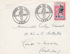 L15 -MARCOPHILIE - FRANCE - JOURNEE DU TIMBRE - CAEN - 1962 .