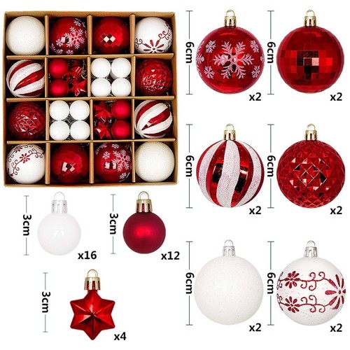 44PCS/Pack Christmas Tree Xmas Balls Decorations Baubles Party Wedding Ornament - Picture 15 of 19