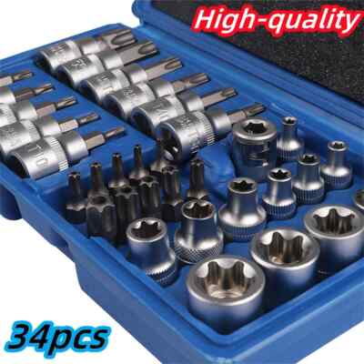 Torx Star Sockets & Bit Set Male / Female E-Security Bits Drive Handheld Tool
