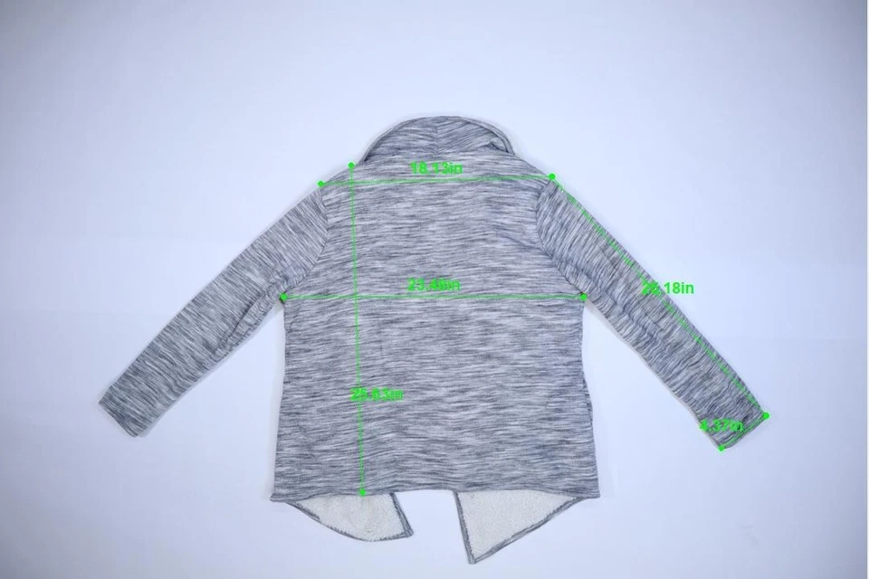 Suéter de mujer Green Tea gris a rayas manga larga forrado sherpa frente abierto XXL Foto 4 de 4