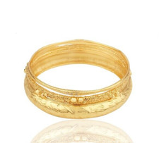 Yellow Gold Multi Set Bangle Stacking Set of 3 Bracelet Jewelry For Wedding Day