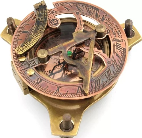 Vintage Marine WEST London Antique 2.5" Brass Sundial Compass - 第 4/8 張圖片