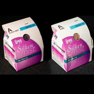 2 pairs L'eggs Silken Mist Control Top Silky Sheer Tights/Pantyhose Size A