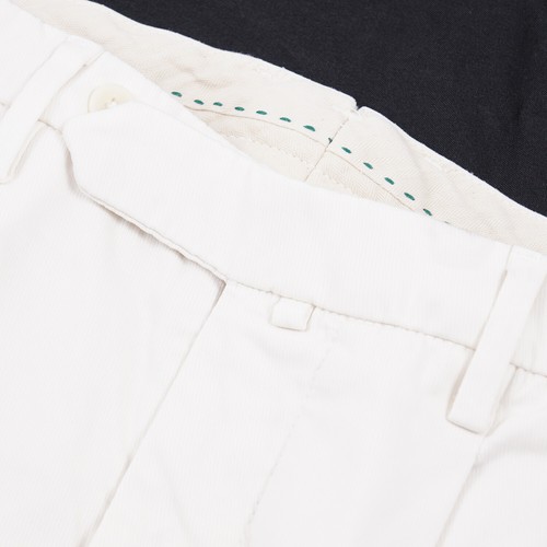 Luigi Borrelli Slim-Fit Ivory White Woven Stretch Twill Cotton Pants Chinos 34 - Picture 5 of 11
