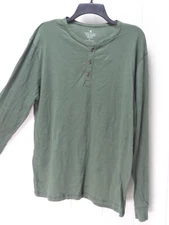 Stafford Green Henley Long Sleeve T-Shirt Men's Sz Small Regular Fit Super Soft