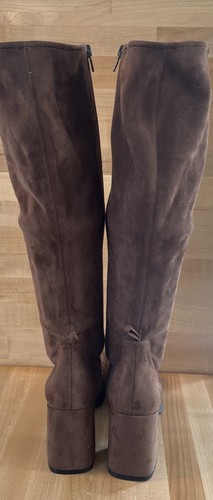 Jeffrey Campbell HOTLAVA-K2 Brown Suede Block Heel Squared Toe Knee High Boots 9 - Picture 5 of 10