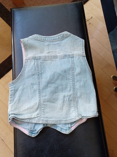 Vintage Justice/Limited Too Denim Style Vest Pink Interior Detailing Size S/10 - Picture 3 of 5