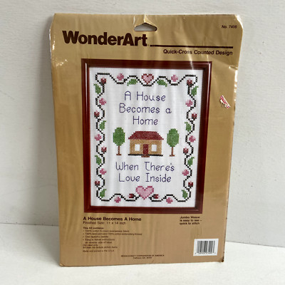 WonderArt Quick Cross Counted Design A House Becomes a Home Jumbo Weave 11x 14''