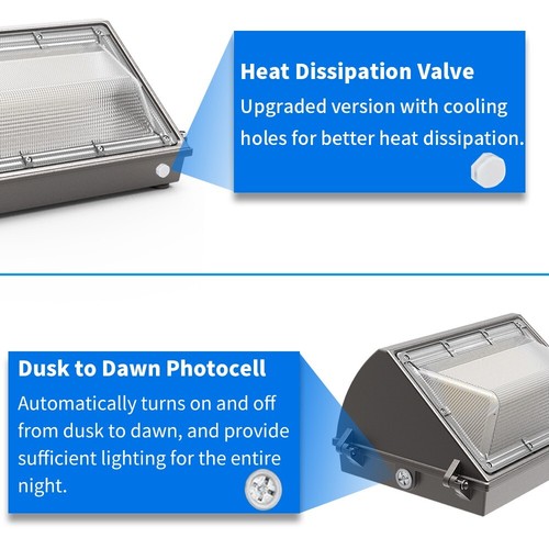 150W LED Wallpack Light 18000 Lumen 5000K Daylight Dusk To Dawn IP65 Waterproof - Picture 5 of 7