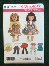 Simplicity Doll Patterns ~ All Patterns are Size 18 * ~ * ~ * ~ * ~ Listing 1478