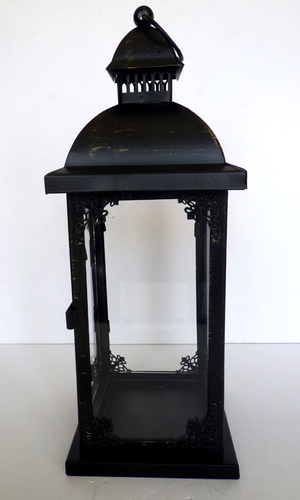 Kate Aspen Black Antique Ornate Metal Lantern Candle Holder 12 1/2" with Box - Picture 10 of 17
