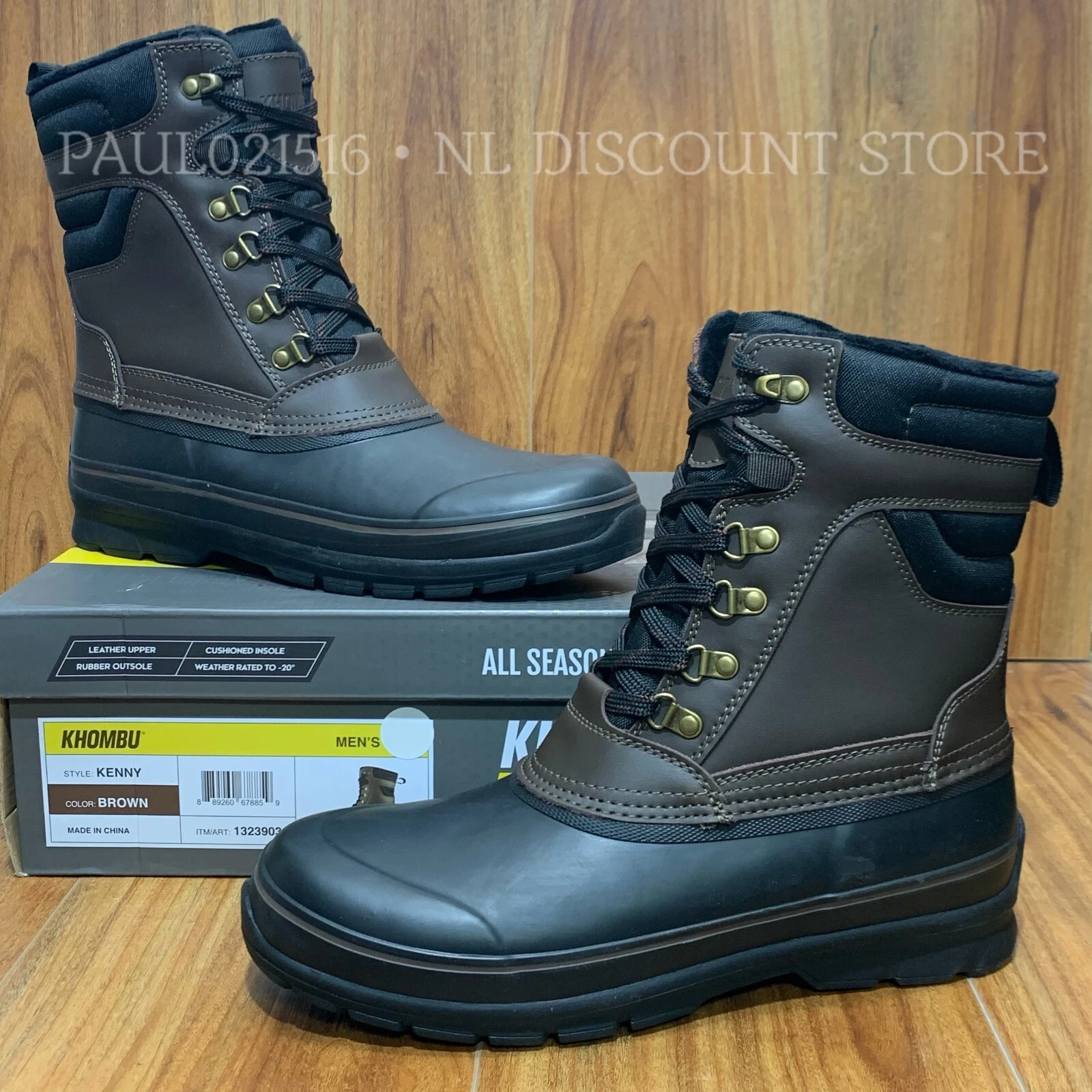 KHOMBU Men's Kenny Leather Duck Snow Boots Waterproof -20 Degrees ~ Size 8 11 13