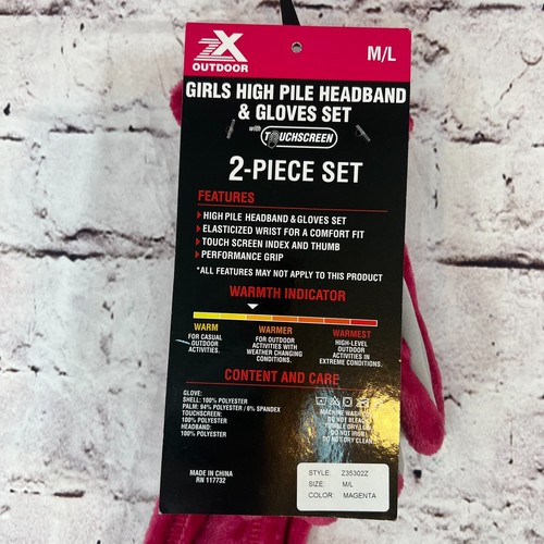 ZX Outdoor Plum 2 Piece High Pile Headband & Gloves Set Touchscreen Capable M/L - Picture 2 of 5