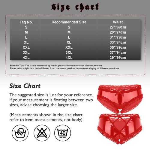 Women Brief Underwear Latex Shorts Lingerie Open Crotch Leather Knicker Thong - Picture 24 of 24