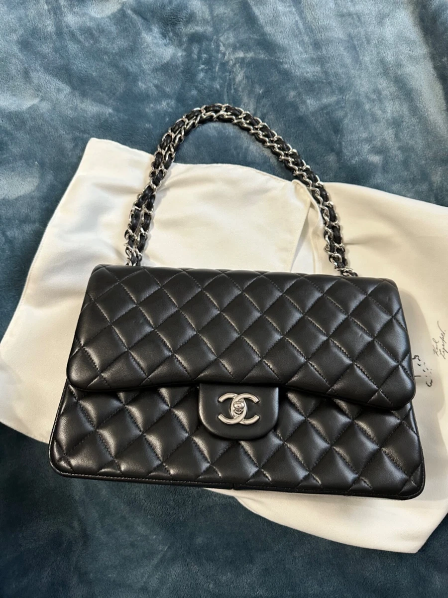 used chanel flap bag black