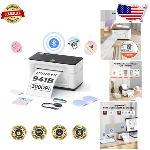 Wireless 300 DPI Label Printer - Compact, Easy Setup for Small Business Shipping