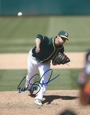 Signed 8x10 EVAN SCRIBNER Oakland A's Autographed photo- COA 