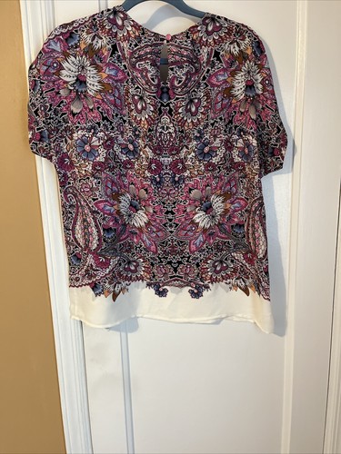 Pink/Blue/Rust Floral Top s L - Picture 7 of 8