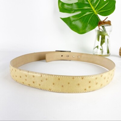 Escada Womens Belt Size Small Tan Ostrich Full Quill Leather  display picture 1
