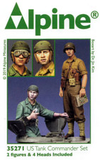 ALPINE MINIATURES 1:35 SET 35271 WWII US TANK COMMANDER SET 2 FIGURES-4 HEADS 