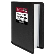 Art Portfolio Album Folder Black - 11x17 Portfolio Folder for Artwork 24 Plas...