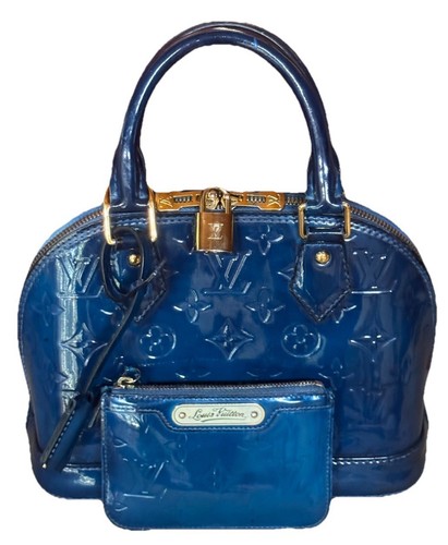 Louis Vuitton Monogram Vernis Alma BB in Bleu Nuit w/ Matching Wallet & COA - Picture 3 of 20