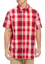 COLUMBIA Men's Red Plaid Rapid Rivers II Short Sleeve Front Button Shirt Small