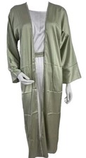 Premium Elegant Kimono Open Satin Abaya & White Slip Belt Twin Dubai - Mint 54